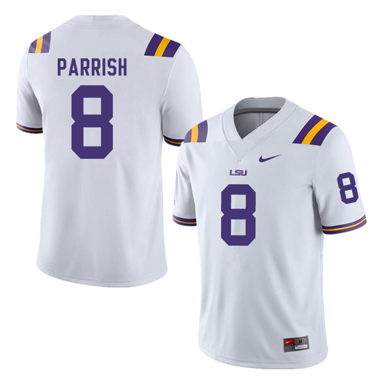 Men #8 Peter Parrish LSU Tigers College Football Jerseys Sale-White